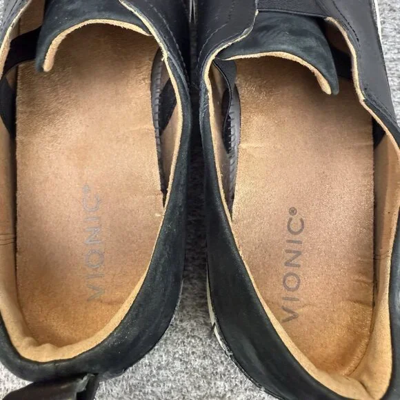 ✅Vionic Slip-On Loafers Womens Sz 9.5 Zinah Black Leather Casual Sneakers Shoes - Picture 3 of 11